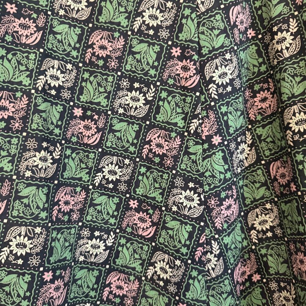 Vintage Linaline Green Floral Print Flared Skirt - Picture 4 of 7